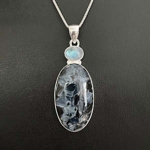 Natürliche Pietersit Halskette, Sterling Silber Pietersit Anhänger, Regenbogen Mondstein Anhänger, Juni Birthstone, Juli Birthstone Schmuck