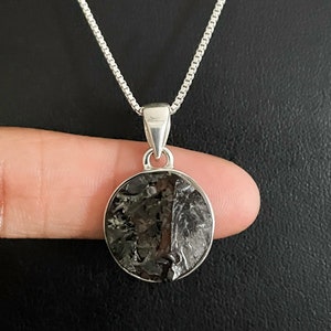 Genuine Shungite Noble Necklace, Sterling Silver Noble Shungite Pendant, Chakra Charm, Protection Jewelry, Natural Mineral Necklace