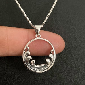 Golf ketting, Sterling Silver Wave hanger, Ocean Wave charme, nautische strand ketting, surfer ketting, natuur sieraden, bruidsmeisje cadeau