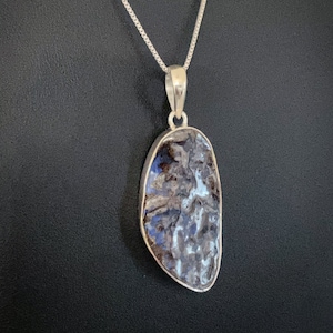 Natural Australian Boulder Opal Pendant, Sterling Silver Boulder Opal Necklace, October Birthstone Jewelry, Bridal Wedding Necklace