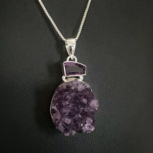 Genuine Raw Amethyst Geode Necklace, Sterling Silver Amethyst Geode Pendant, February Birthstone Jewelry, Natural Gemstone, One Of A Kind