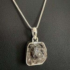 Genuine Herkimer Diamond Pendant, Sterling Silver Herkimer Diamond Necklace, Raw Diamond Jewelry, April Birthstone, Bridal Wedding Necklace