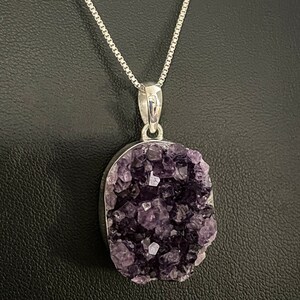 Genuine Raw Amethyst Geode Necklace, Sterling Silver Amethyst Geode Pendant, February Birthstone Jewelry, Natural Gemstone, One Of A Kind