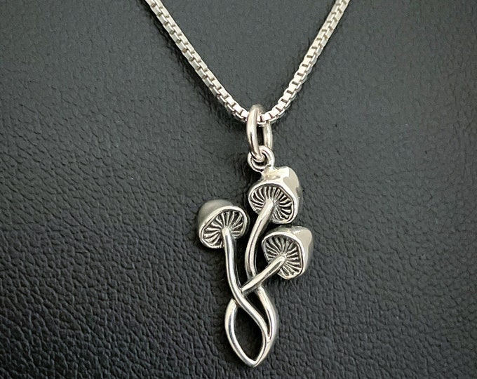 Mushroom Necklace, Sterling Silver Mushroom Pendant, Mushroom Charm