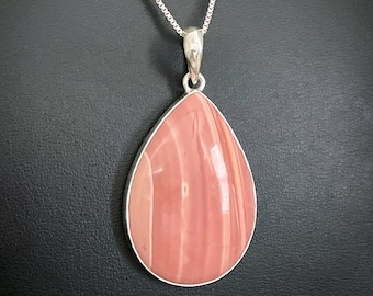 Collana opale rosa, ciondolo opale rosa autentico, gioielli in pietra portafortuna di ottobre, collana da sposa in argento sterling, collana di pietre preziose naturali
