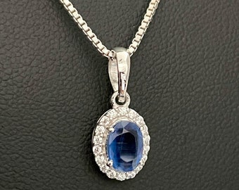 Kyaniet ketting, echte kyaniet hanger, Sterling zilveren blauwe kyaniet ketting, kyaniet edelsteen hanger, natuurlijke edelsteen ketting