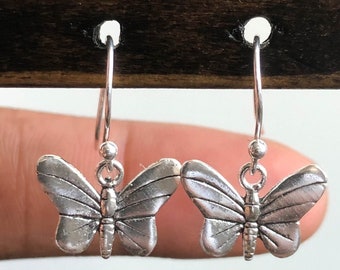 Butterfly Dangle Earrings, Sterling Silver Butterfly Earrings, Bridal Wedding Earrings, Butterfly Lovers Gifts, Butterfly Charm Jewelry