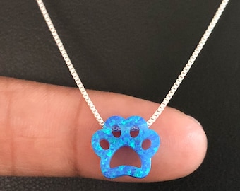 opal paw print necklace