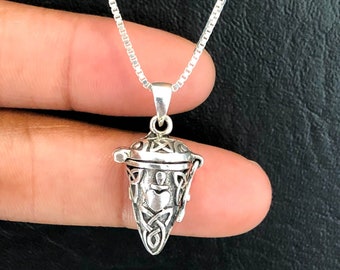Halsband med gångjärn, halsband i sterlingsilver med gångjärn, medaljonghänge med gångjärn, berlock med gångjärn, present till mamma, smycken med gångjärn i art déco-stil
