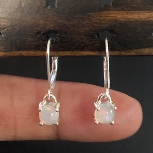 Ethiopian Opal Earrings, Genuine White Opal Earrings, Sterling Silver Dangle Earrings, October Birthstone Jewelry, Bridal Wedding Earrings