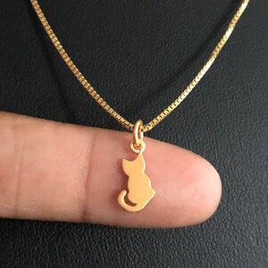 Cat Pendant Gold Etsy