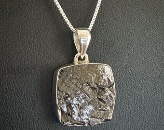 Genuine Shungite Noble Necklace, Sterling Silver Elite Noble Shungite Pendant, Chakra Charm, Protection Jewelry, Natural Mineral Necklace