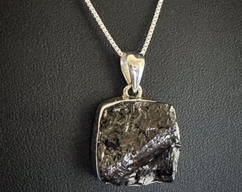 Genuine Shungite Noble Necklace, Sterling Silver Elite Noble Shungite Pendant, Chakra Charm, Protection Jewelry, Natural Mineral Necklace