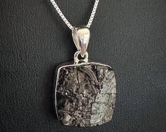 Genuine Shungite Noble Necklace, Sterling Silver Elite Noble Shungite Pendant, Chakra Charm, Protection Jewelry, Natural Mineral Necklace