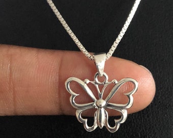 Butterfly Necklace, Sterling Silver Butterfly Pendant, Butterfly Charm Pendant, Butterfly Lover Jewelry, Gift For Girlfriend, Boho Necklace