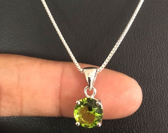 Dainty Peridot Necklace, Sterling Silver Peridot Pendant, August Birthstone, Gift For Girlfriend, Irish Jewelry, Peridot Charm Pendant