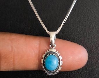 Collar turquesa genuino, colgante turquesa de plata de ley, joyería de piedra de nacimiento de diciembre, regalo para novia, joyería de piedras preciosas naturales