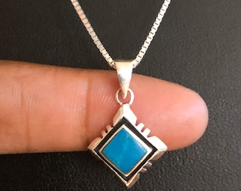 Collar turquesa genuino, colgante turquesa de plata de ley, joyería de piedra de nacimiento de diciembre, regalo para novia, joyería de piedras preciosas naturales