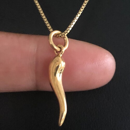 Gold Italian Horn Necklace Gold Horn 