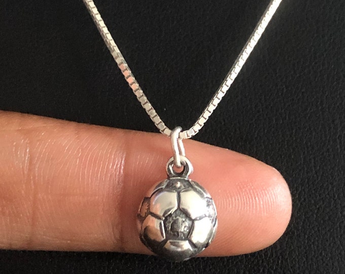 Soccer Ball Necklace, Sterling Silver Soccer Ball Pendant, Soccer Mom Charm, Soccer Ball Charm, Boy's Necklace, Girl's Necklace, Coach Gift