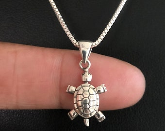 Turtle Necklace, Sterling Silver Turtle Pendant, Filigree Turtle Charm Necklace, Small Sea Turtle Necklace, Turtle Lovers, Nautical Necklace