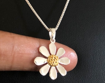 Delicata collana a margherita, ciondolo a forma di margherita in argento sterling, collana con ciondolo a margherita, ciondolo a fiore margherita, collana da sposa, regali per ragazze di fiori
