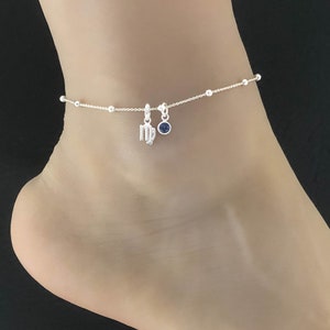 Virgo Anklet, Sterling Silver Beaded Ankle Bracelet, August Birthstone Anklet, September Birthstone Anklet, Virgo Birthstone Ankle Chain