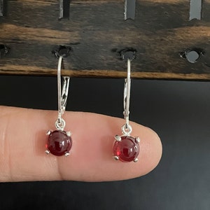 Genuine Garnet Earrings, Sterling Silver Dangle Earrings, January Birthstone Jewelry, Bridal Wedding Earrings, Natural Garnet Gemstone