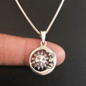 Celtic Necklace, Sterling Silver Celtic Necklace, Crescent Necklace, Moon Charm Pendant,  Sun Charm Pendant, Celtic Moon and Sun Necklace