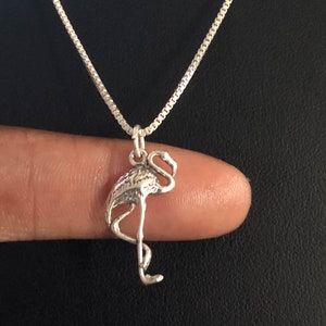 Flamingo Necklace, Sterling Silver Flamingo Pendant, Flamingo Charm Pendant, Gift For Girlfriend, Silver Bird Pendant, Bridesmaid Gift