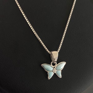 Genuine Larimar Butterfly Necklace Sterling Silver Butterfly - Etsy