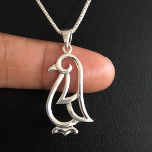 Penguin Necklace, Sterling Silver Penguin Pendant, Bird Charm Jewelry, Gift For Girlfriend, Silver Bird Pendant, Bridesmaid Gift