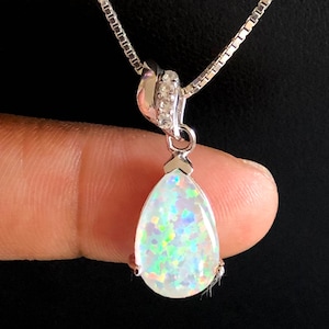 Fire Opal Necklace Bridal Jewelry Sterling Silver White Opal - Etsy