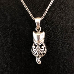 Cat Necklace, Sterling Silver Filigree Cat Necklace,  Cat Charm Pendant,  Kitty Necklace, Cat Lady Gift, Cat Lover Jewelry, Daughter Gift