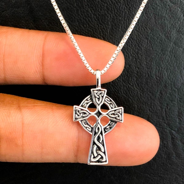 Trinity Celtic Cross Necklace, Sterling Silver Triquetra Cross Necklace,  Celtic Jewelry, Irish Jewelry, Christian Jewelry Gift