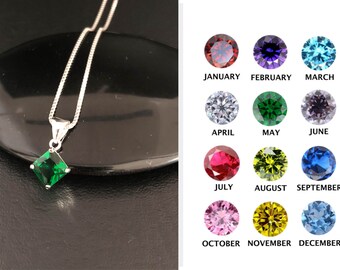 Sterling Silver Halo Pendant Minimalist CZ Jewelry Bridal Wedding Necklace January-December Birthstone Jewelry Birthstone Necklace