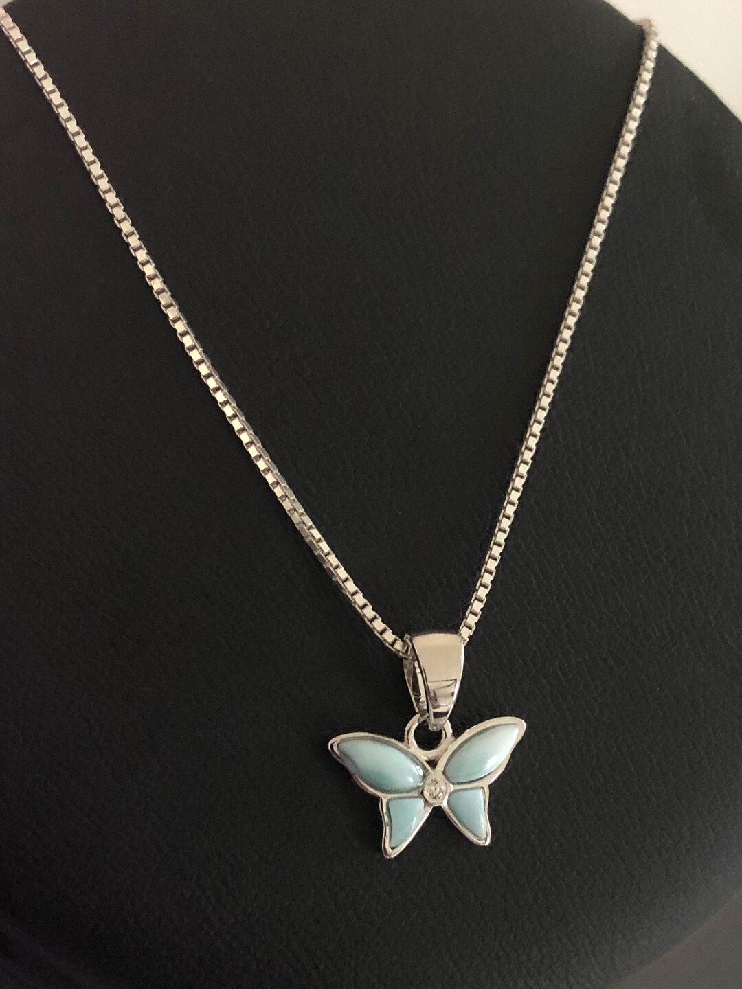 Genuine Larimar Butterfly Necklace Sterling Silver Butterfly - Etsy