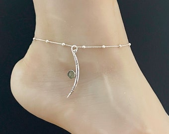 Genuine Moldavite La Luna Anklet 