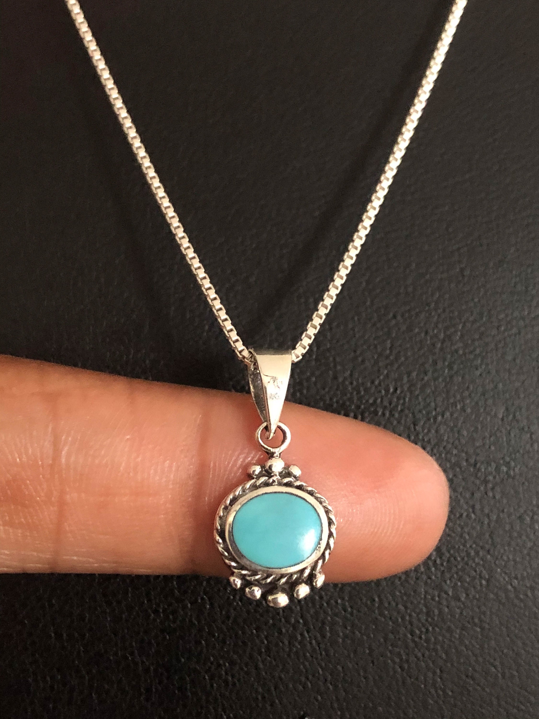 Pendentif Turquoise En Argent 925 - Pierre Naturelle 14x20mm, Hypoallergénique