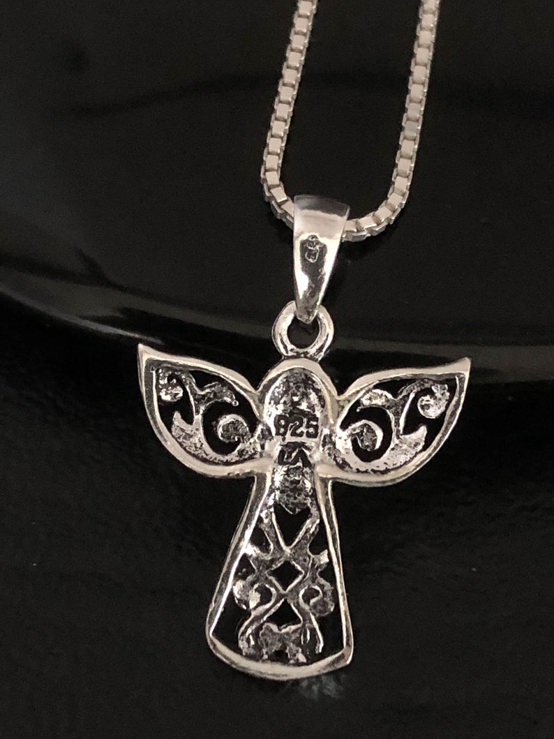 Tiny Angel Necklace Sterling Silver Angel Necklace Dainty Etsy