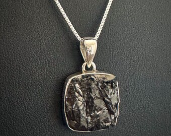 Genuine Shungite Noble Necklace, Sterling Silver Elite Noble Shungite Pendant, Chakra Charm, Protection Jewelry, Natural Mineral Necklace