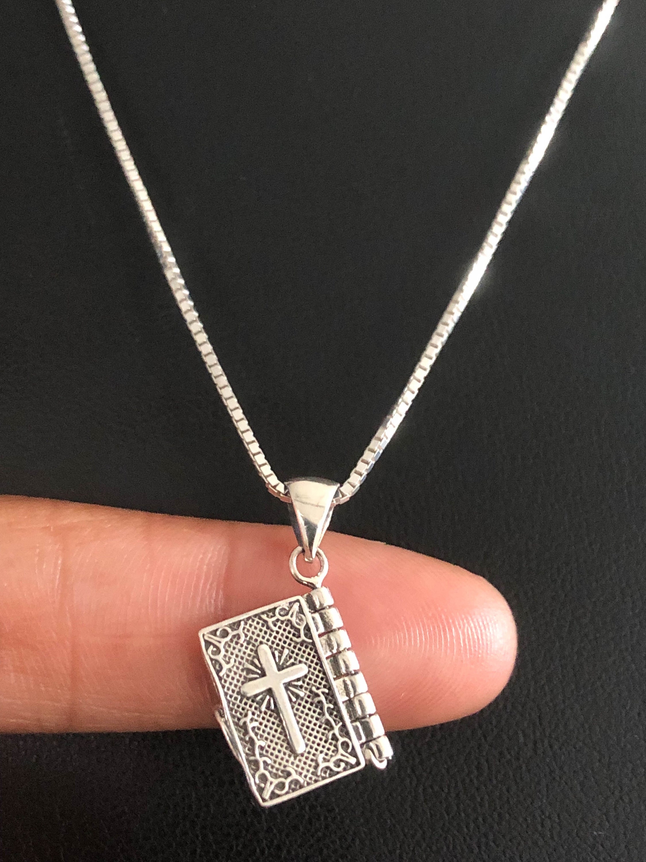 Collana Ciondolo Preghiera Del Signore Croce Bibbia Uomo Acciaio Inox - 9