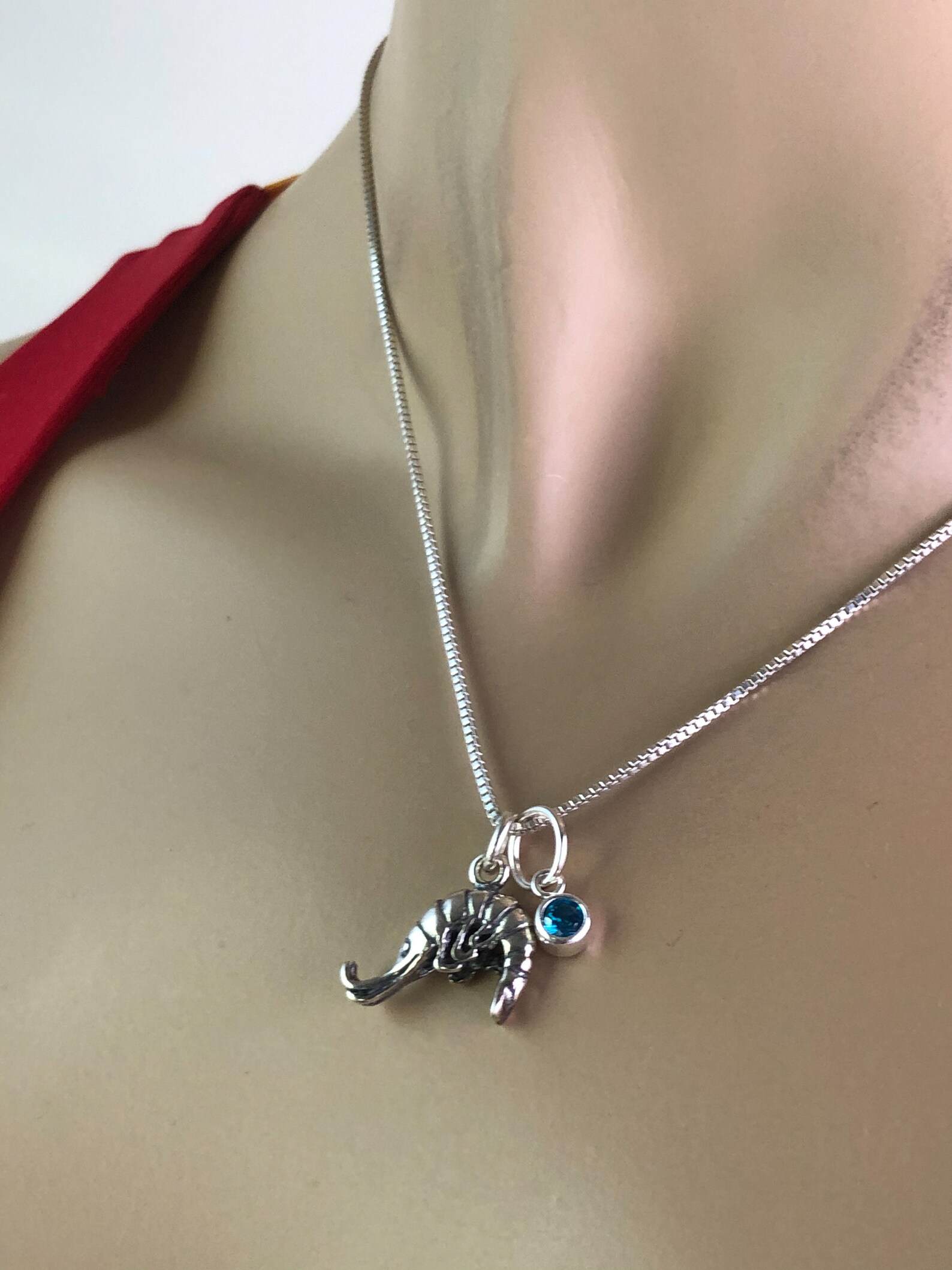 Shrimp Necklace Sterling Silver Shrimp Pendant Family Etsy