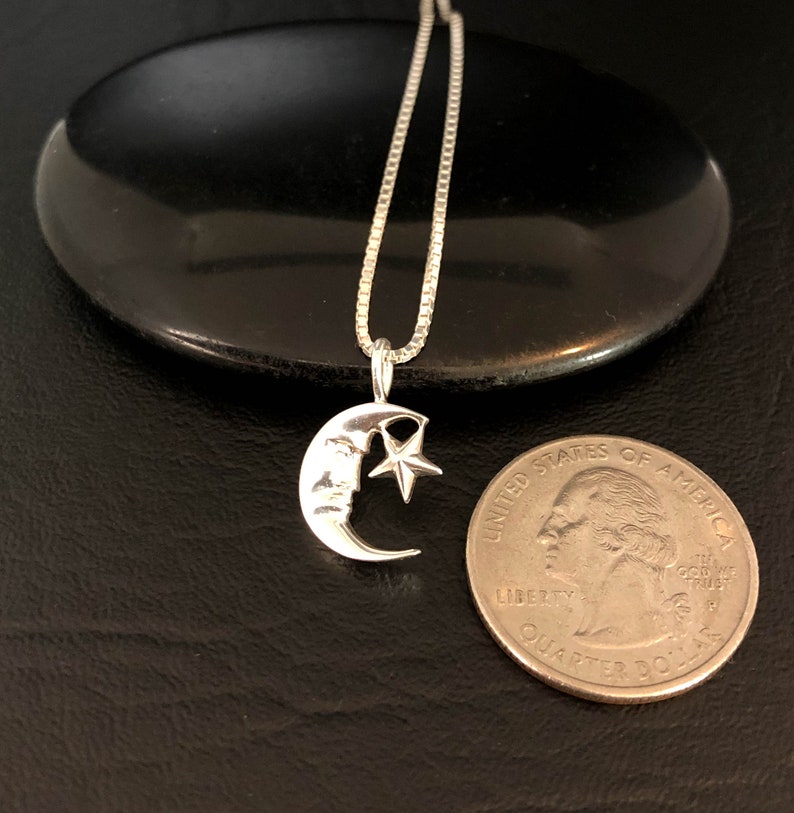 Moon Star Necklace Sterling Silver Moon & Star Necklace Etsy