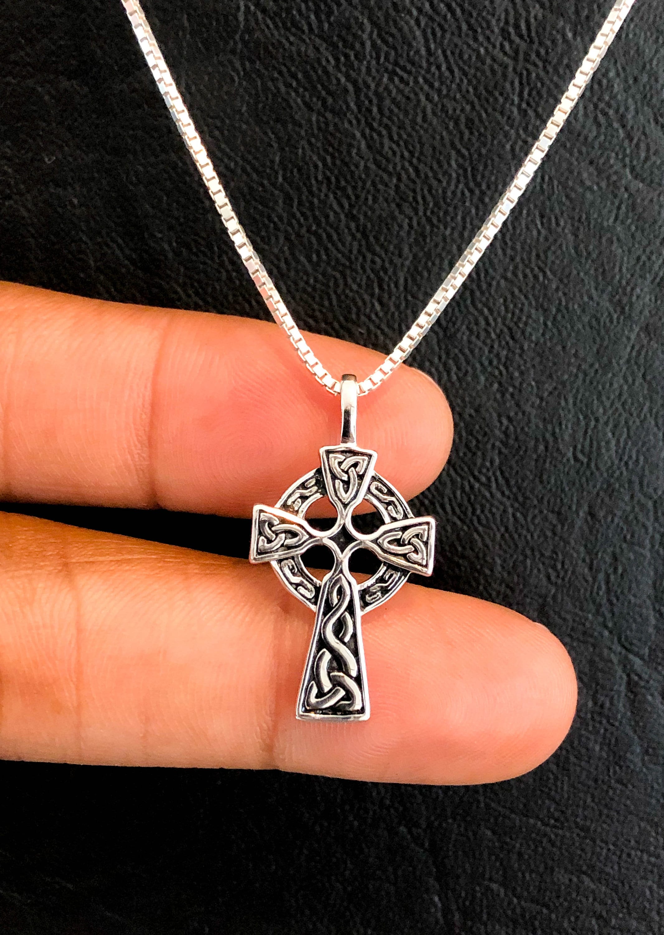 Diamond Silver Celtic Cross Necklace