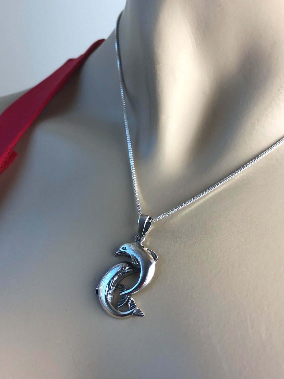 Loving Dolphin Necklace Sterling Silver Dolphin Pendant Good - Etsy