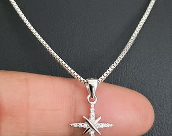 Star Necklace, Lucky Pendant 3D, Sterling Silver Minimalist