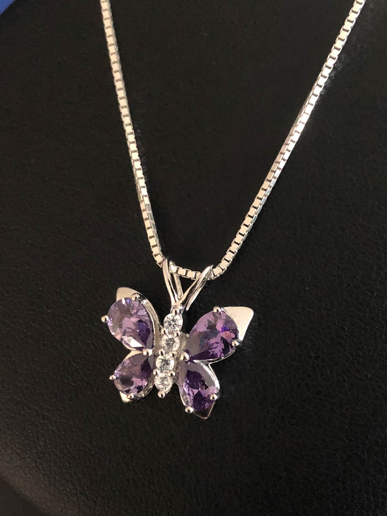 Amethyst Butterfly Necklace Sterling Silver Butterfly - Etsy