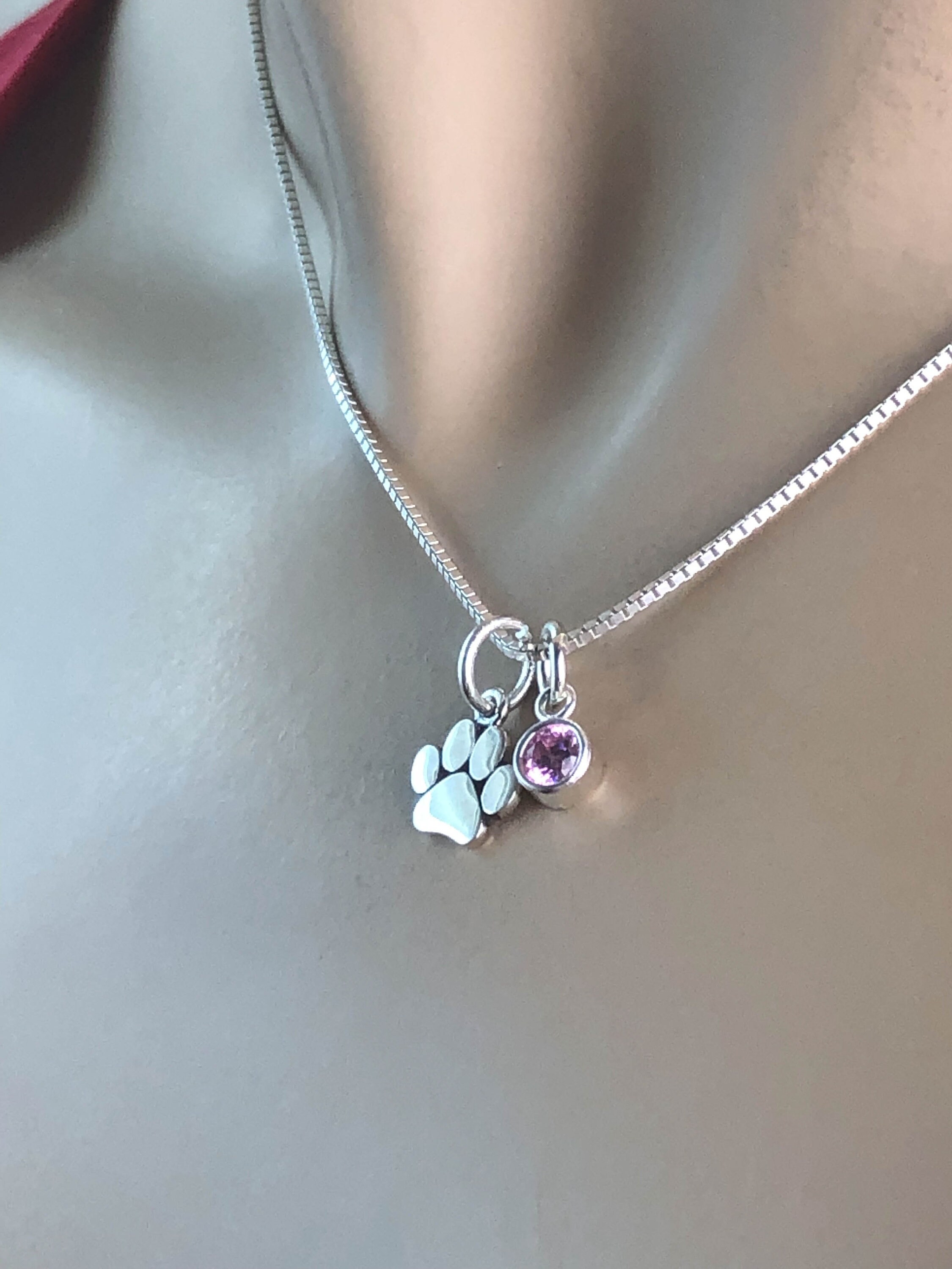 Paw Print Necklace Sterling Silver Paw Print Pendant Family - Etsy