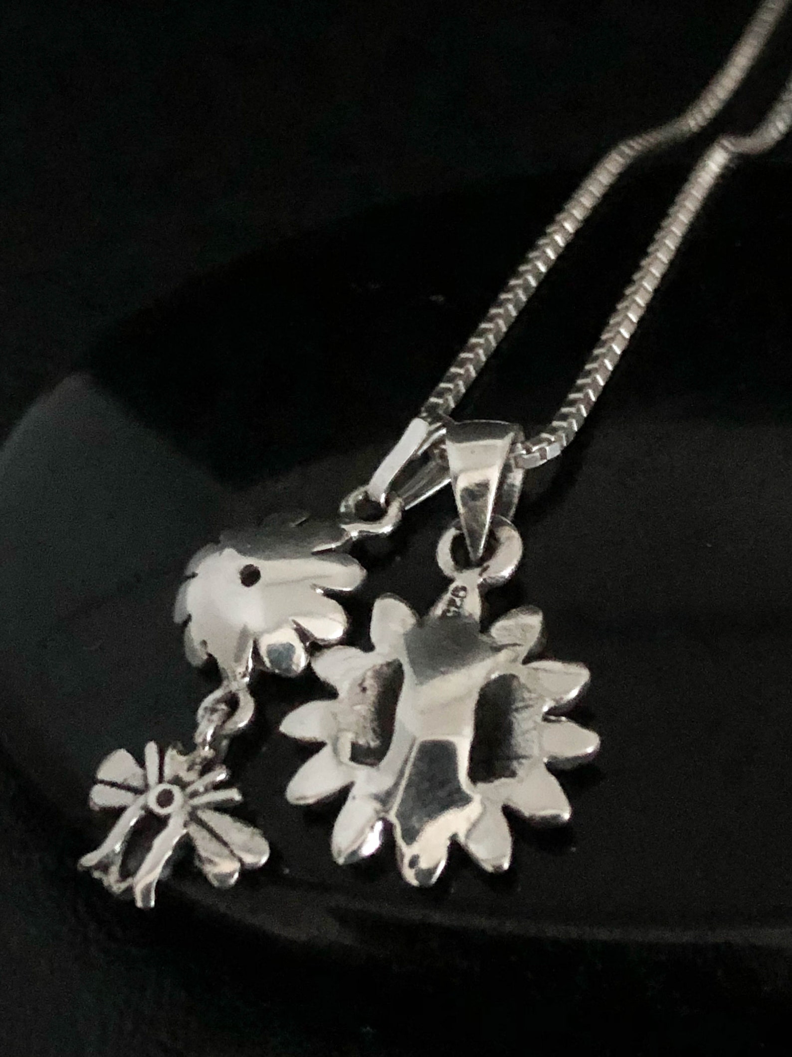 Honey Bee & Sunflower Sterling Silver Pendant Necklace